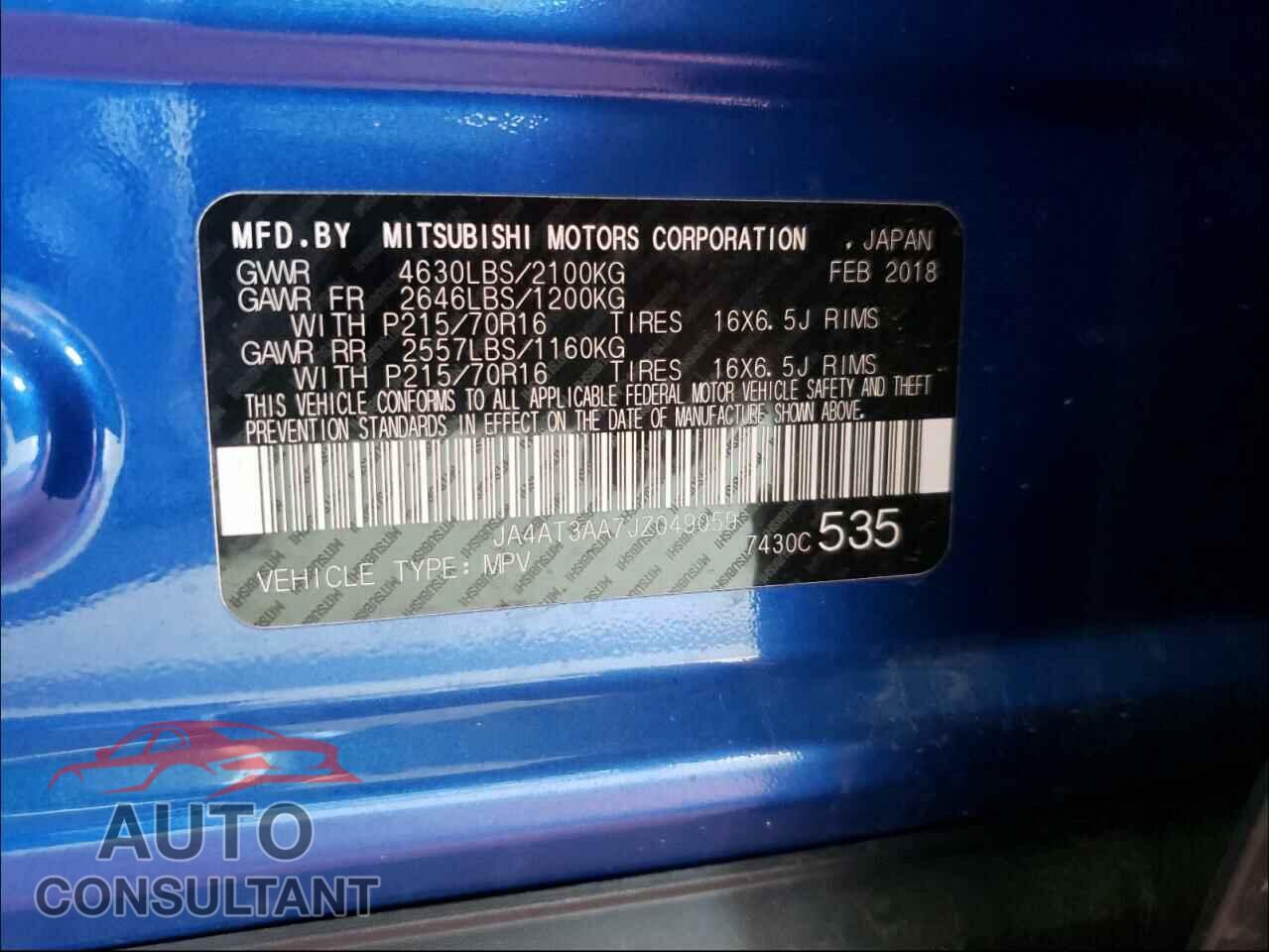MITSUBISHI ECLIPSE 2018 - JA4AT3AA7JZ049059