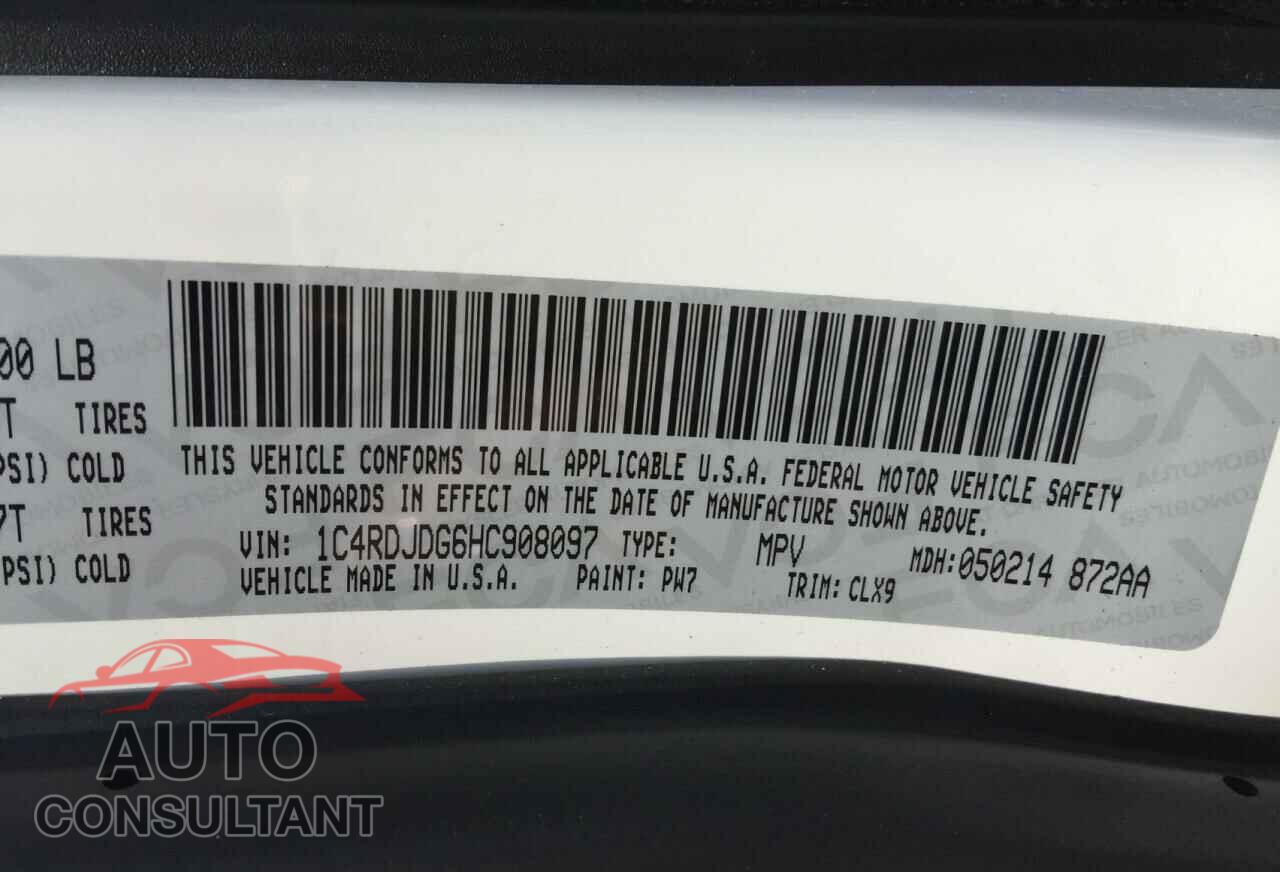 DODGE DURANGO 2017 - 1C4RDJDG6HC908097