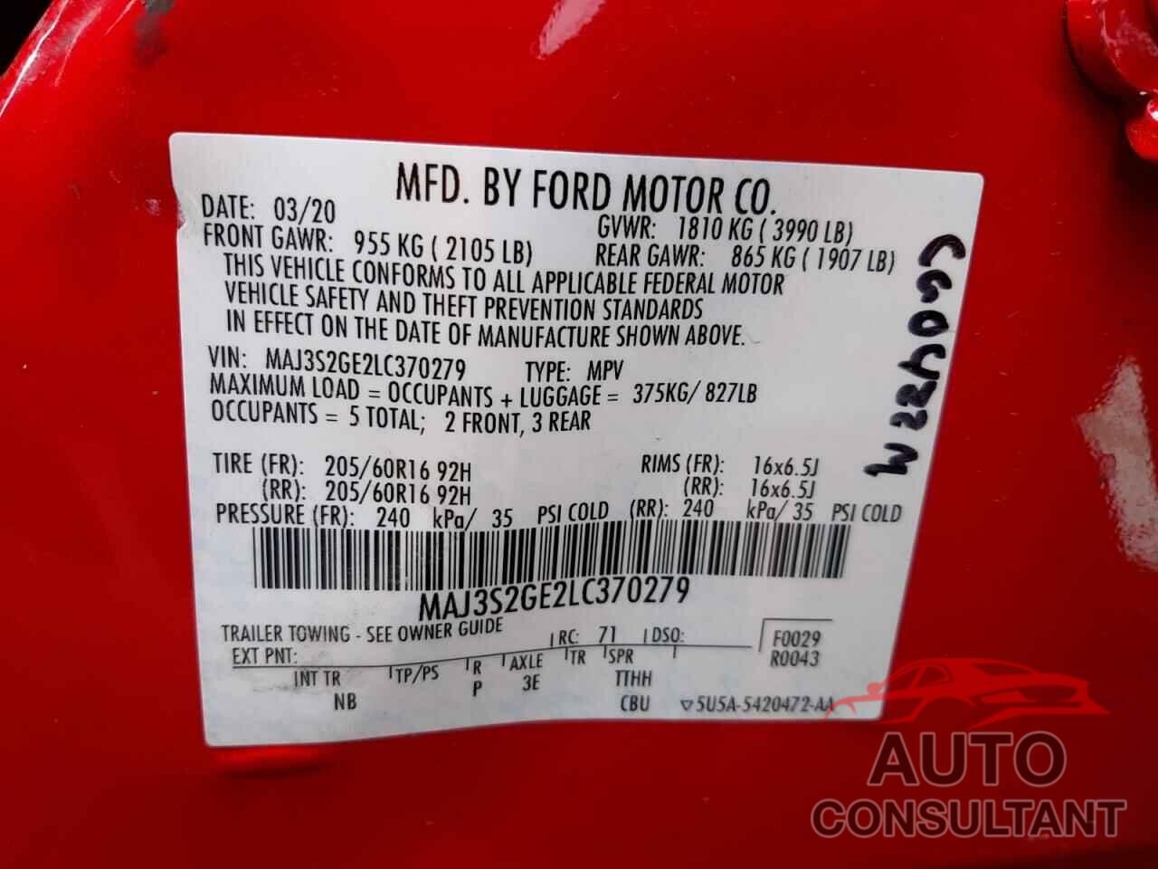 FORD ALL OTHER 2020 - MAJ3S2GE2LC370279