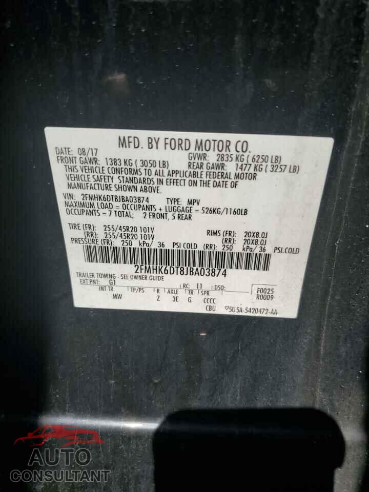 FORD FLEX 2018 - 2FMHK6DT8JBA03874