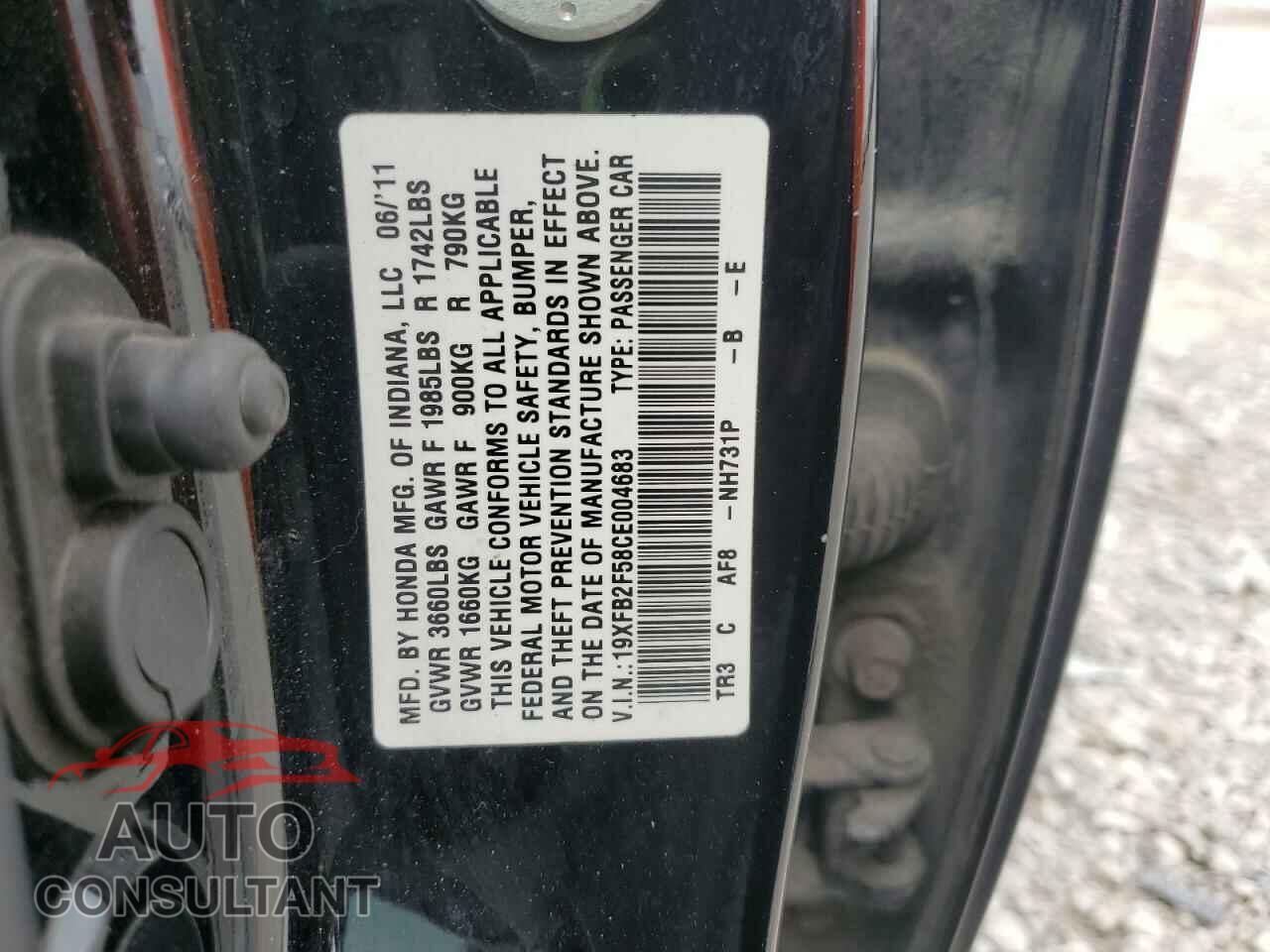 HONDA CIVIC 2012 - 19XFB2F58CE004683