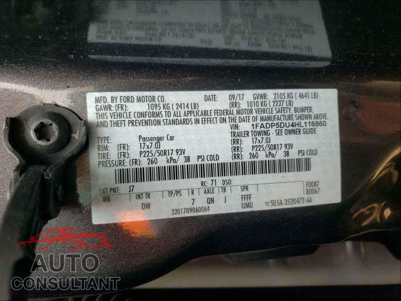 FORD CMAX 2017 - 1FADP5DU4HL116860