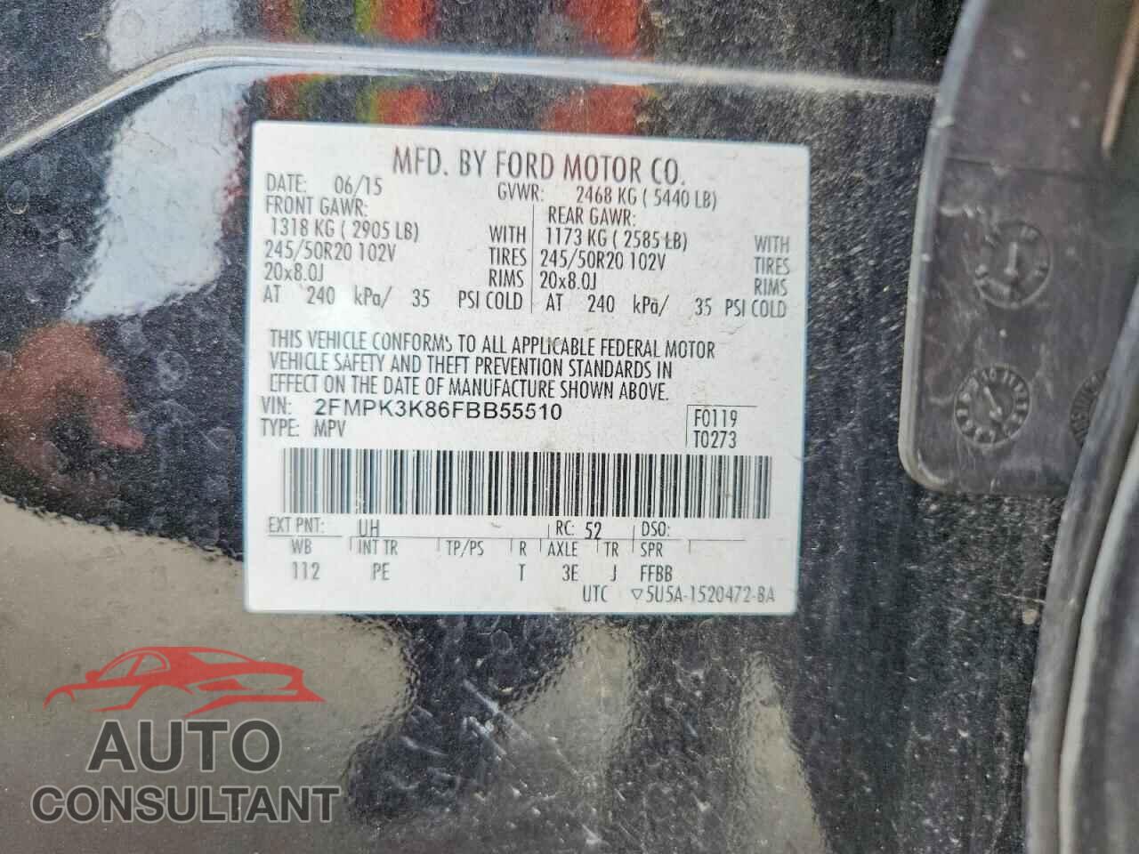 FORD EDGE 2015 - 2FMPK3K86FBB55510