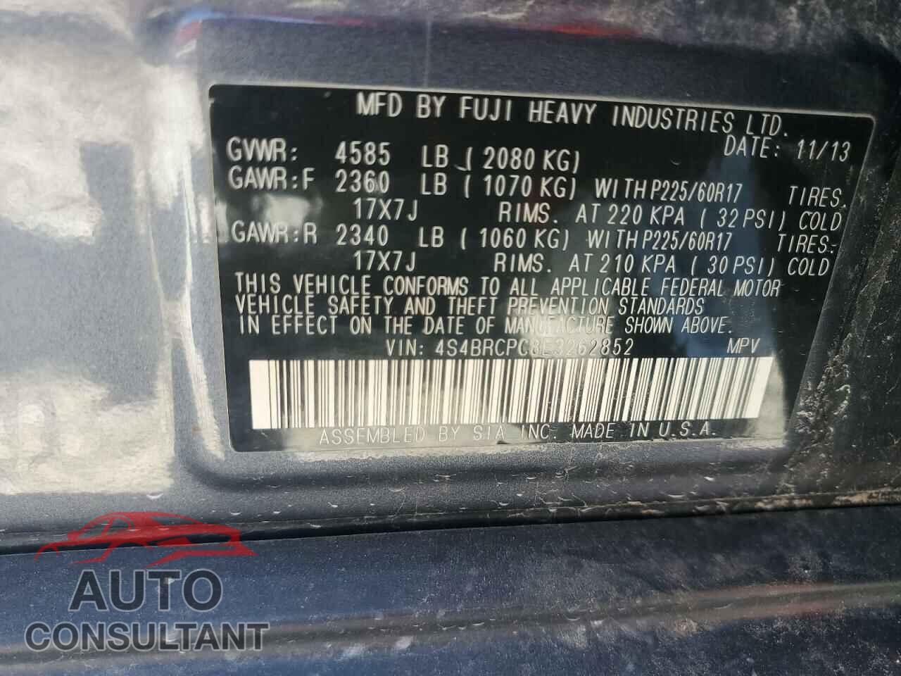 SUBARU OUTBACK 2014 - 4S4BRCPC8E3262852