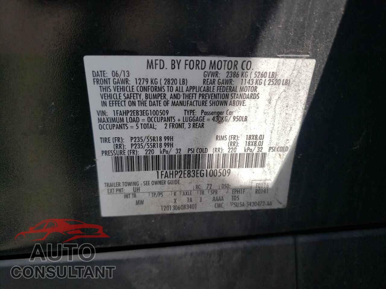 FORD TAURUS 2014 - 1FAHP2E83EG100509