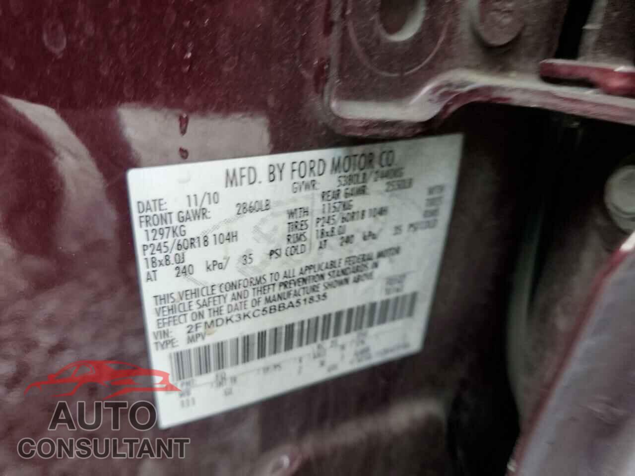 FORD EDGE 2011 - 2FMDK3KC5BBA51835