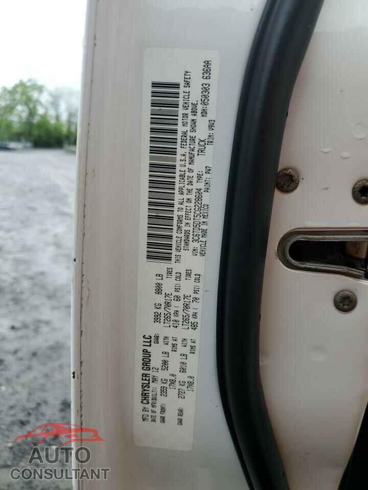 DODGE RAM 2500 2012 - 3C6TD5DT5CG228604