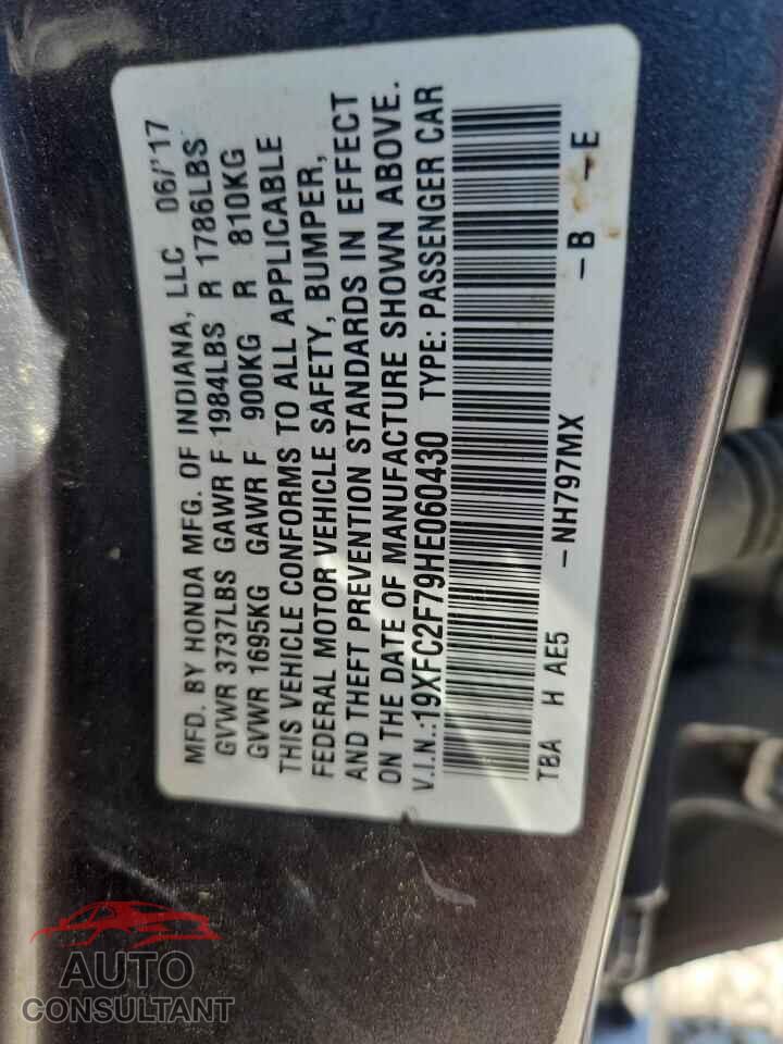 HONDA CIVIC 2017 - 19XFC2F79HE060430