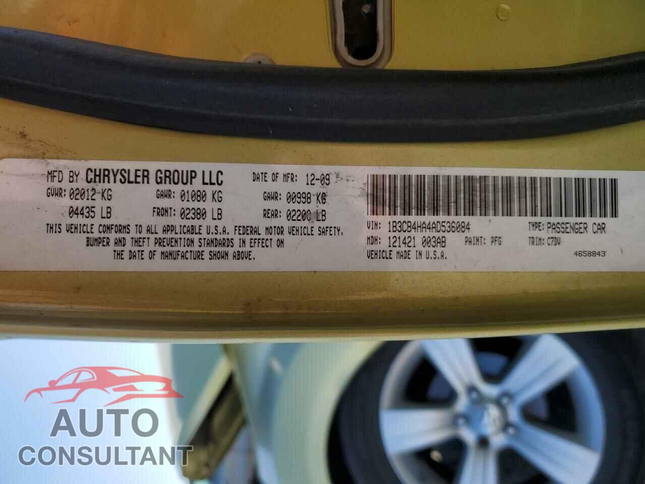 DODGE CALIBER 2010 - 1B3CB4HA4AD536084