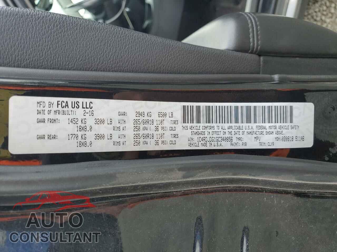 DODGE DURANGO 2016 - 1C4RDJDG1GC340856