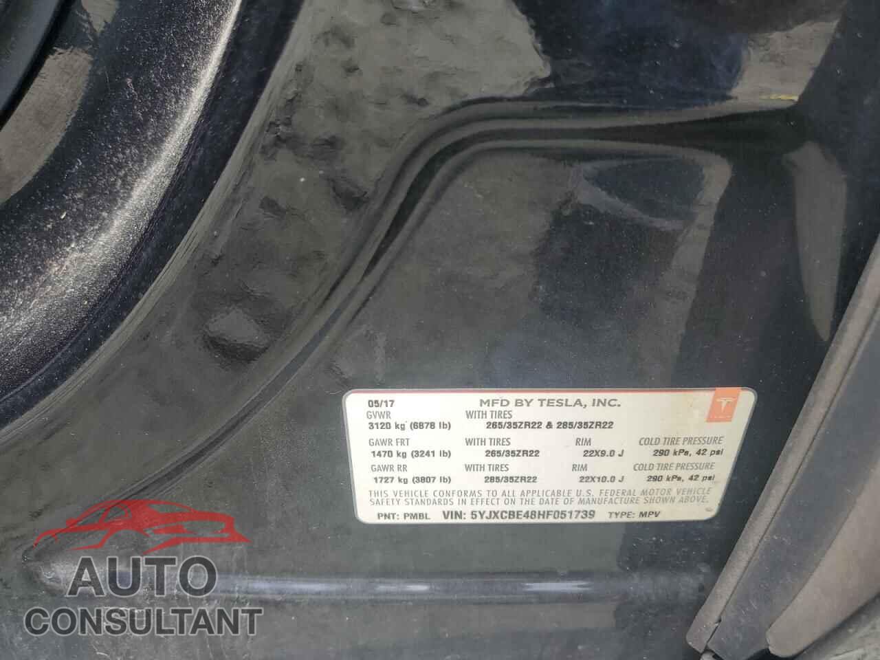 TESLA MODEL X 2017 - 5YJXCBE48HF051739
