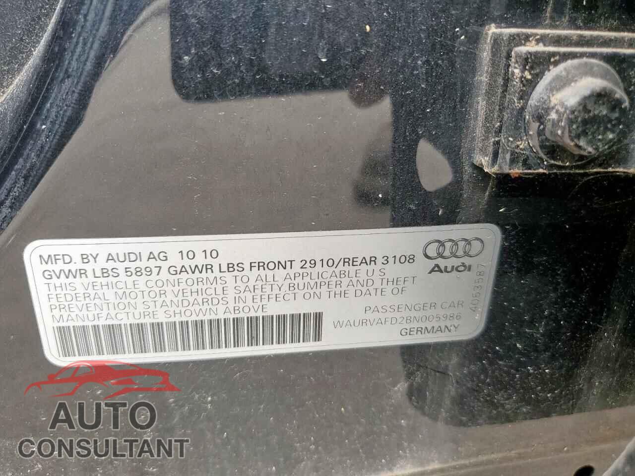 AUDI A8 2011 - WAURVAFD2BN005986
