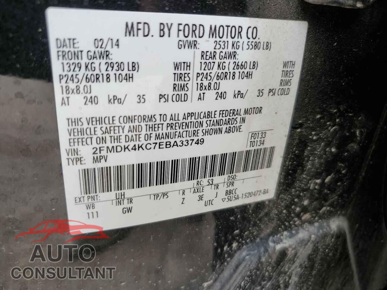 FORD EDGE 2014 - 2FMDK4KC7EBA33749