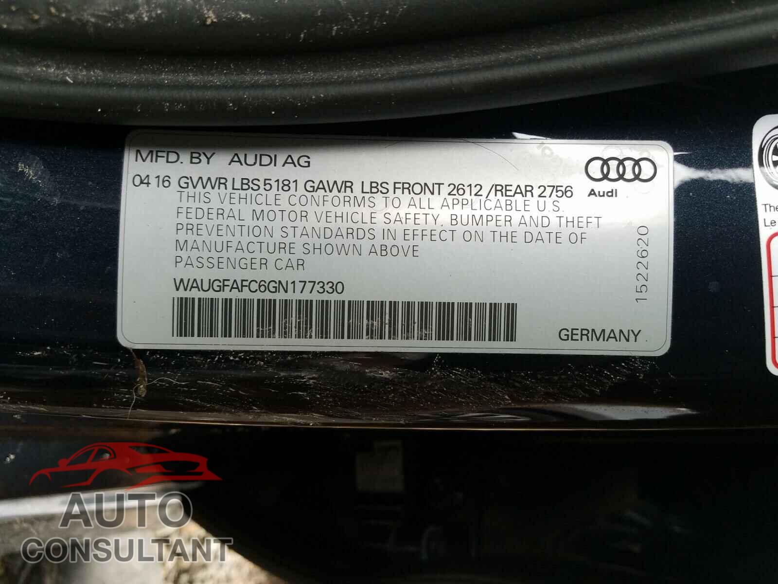 AUDI A6 2016 - WAUGFAFC6GN177330