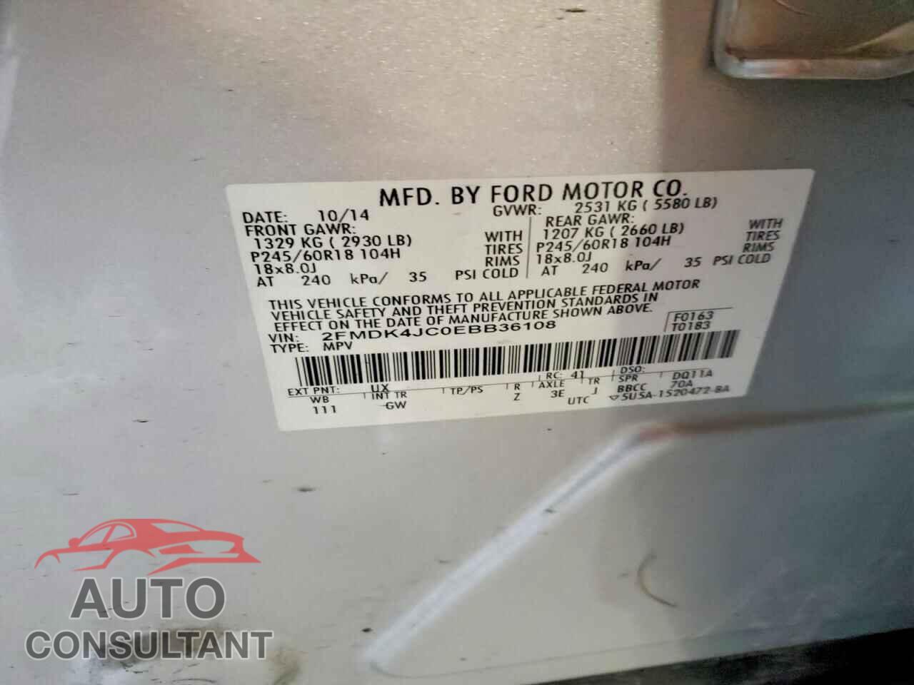 FORD EDGE 2014 - 2FMDK4JC0EBB36108