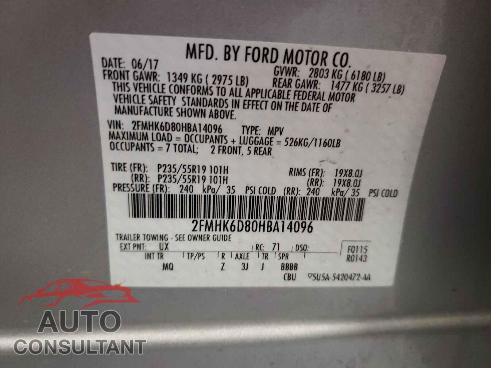 FORD FLEX 2017 - 2FMHK6D80HBA14096
