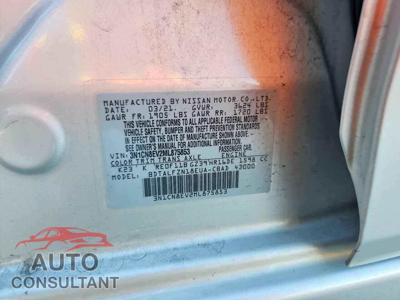NISSAN VERSA 2021 - 3N1CN8EV2ML875853