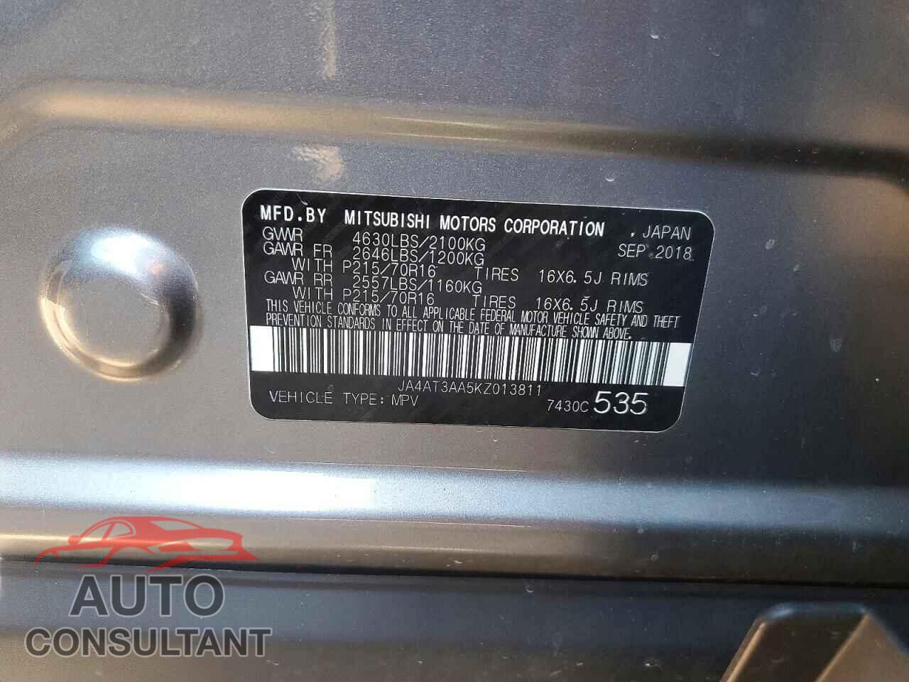 MITSUBISHI ECLIPSE 2019 - JA4AT3AA5KZ013811