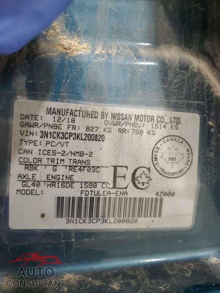 NISSAN MICRA 2019 - 3N1CK3CP3KL200820