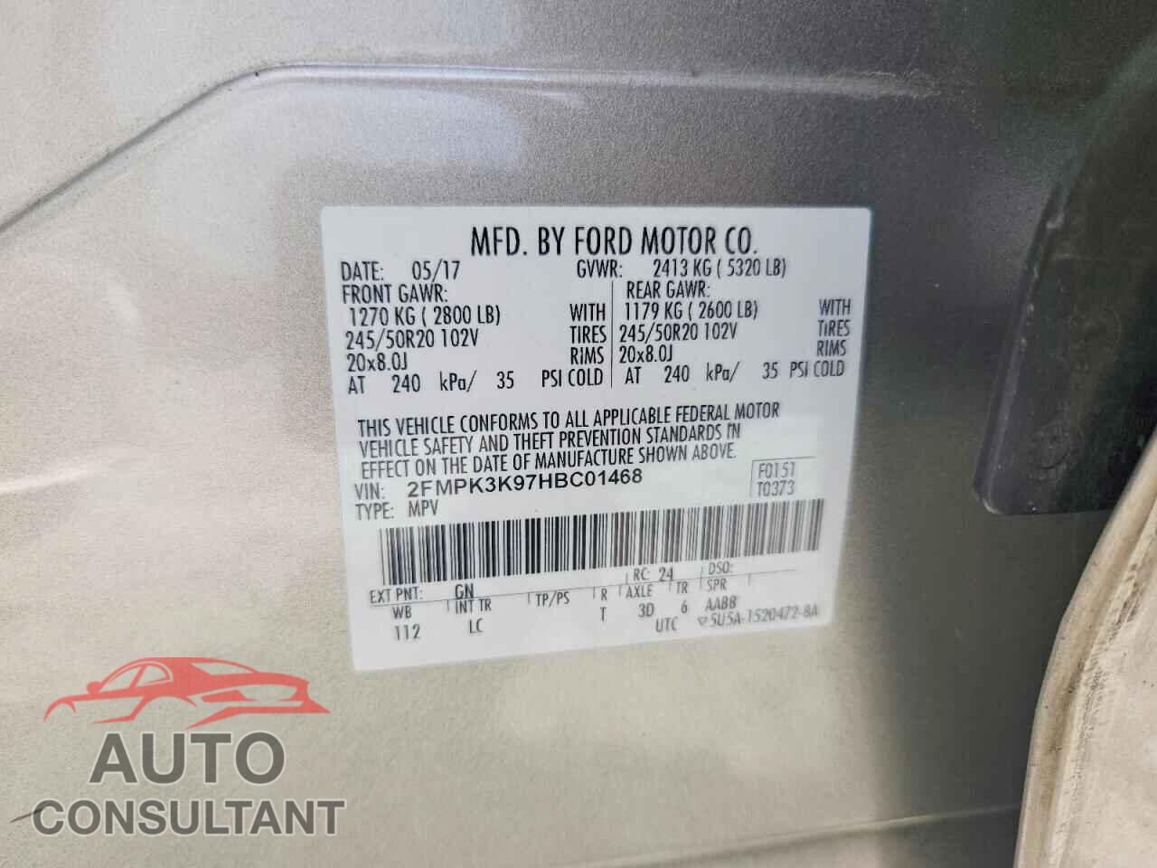 FORD EDGE 2017 - 2FMPK3K97HBC01468