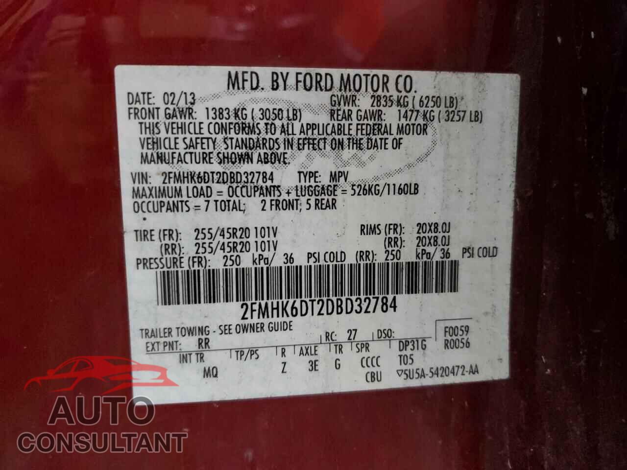 FORD FLEX 2013 - 2FMHK6DT2DBD32784