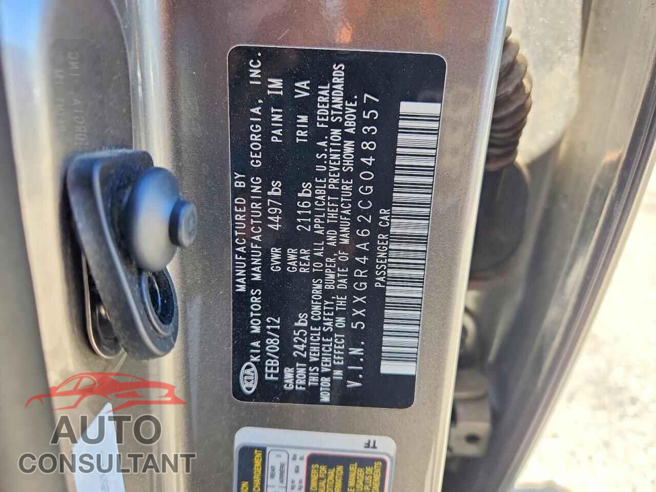 KIA OPTIMA 2012 - 5XXGR4A62CG048357