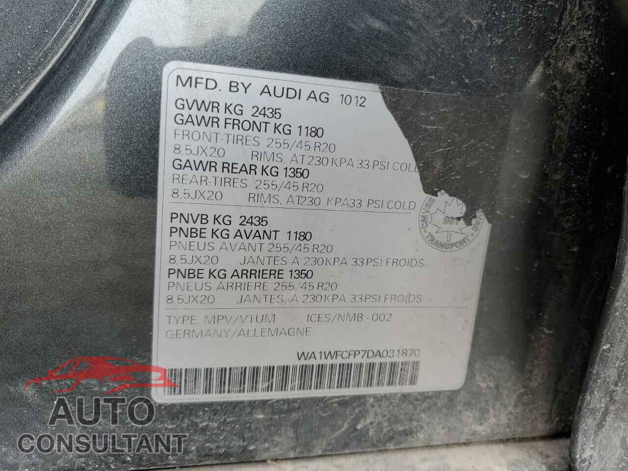 AUDI Q5 2013 - WA1WFCFP7DA031870