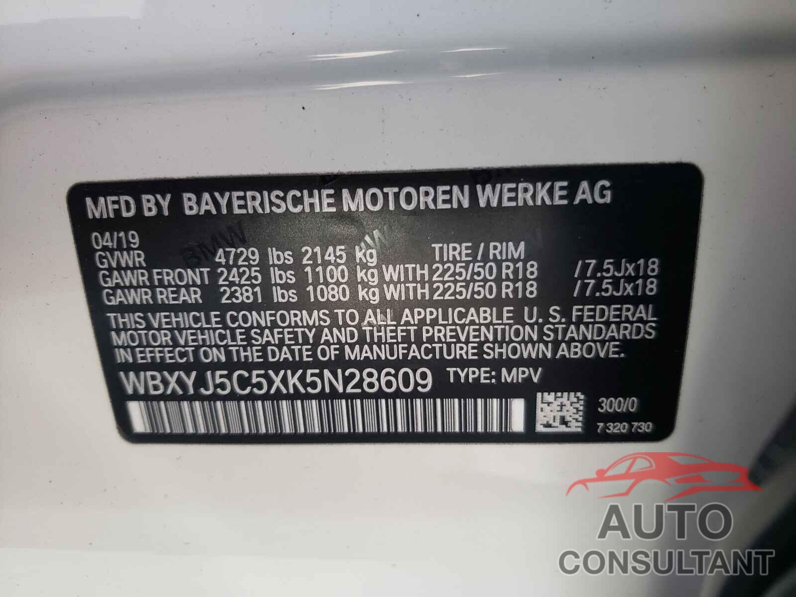 BMW X2 2019 - WBXYJ5C5XK5N28609