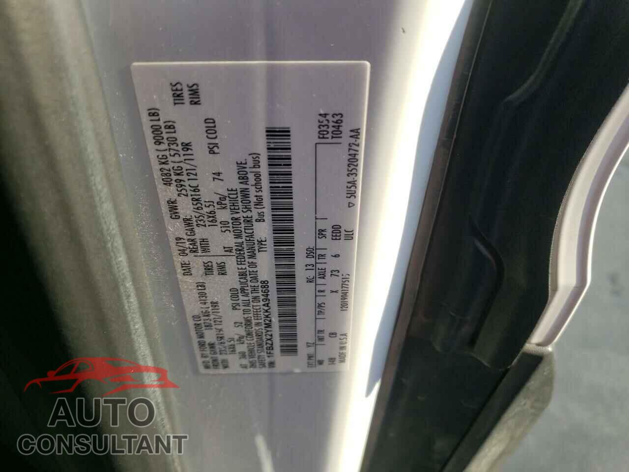 FORD TRANSIT CO 2019 - 1FBZX2YM2KKA94688