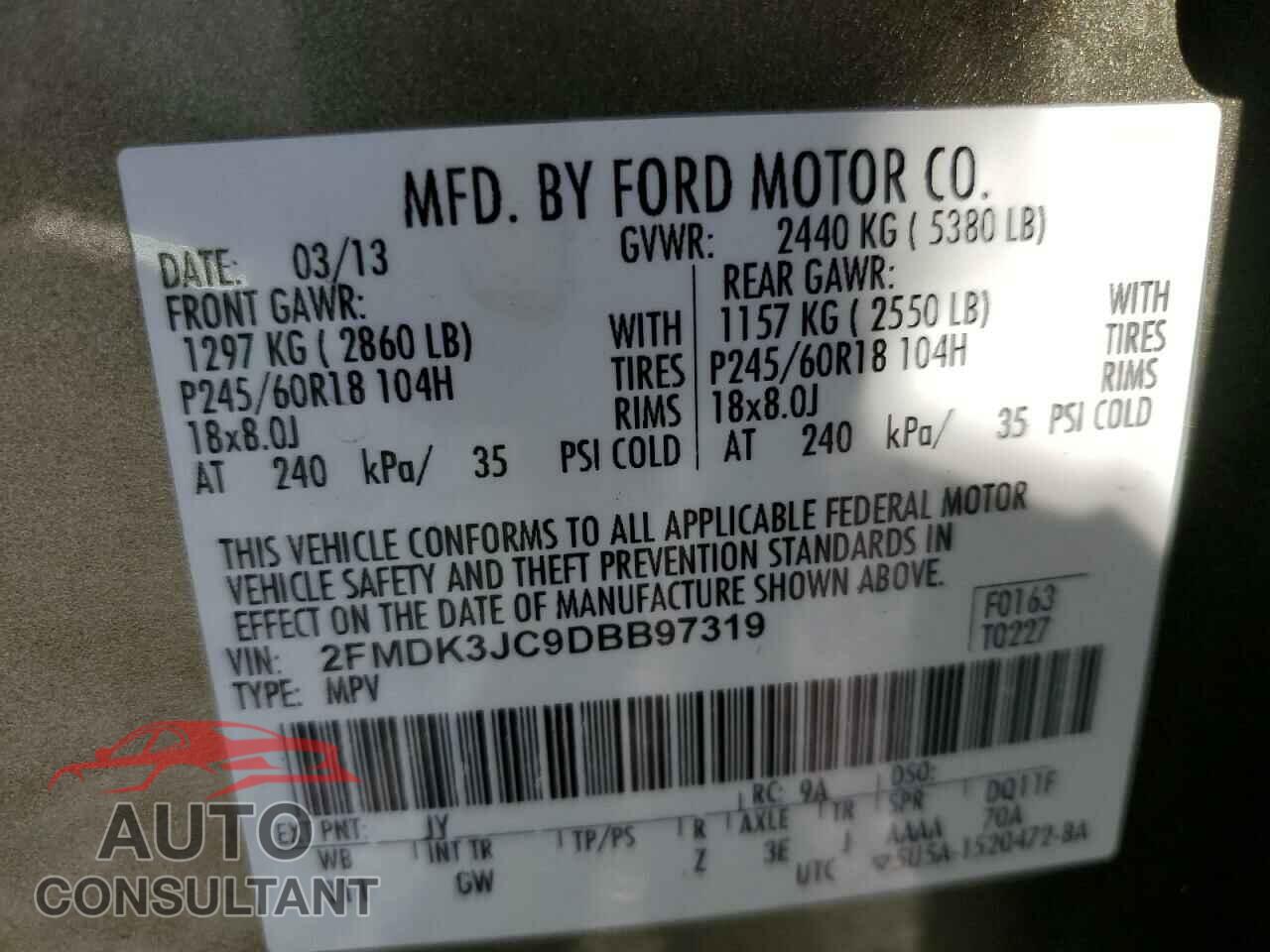 FORD EDGE 2013 - 2FMDK3JC9DBB97319