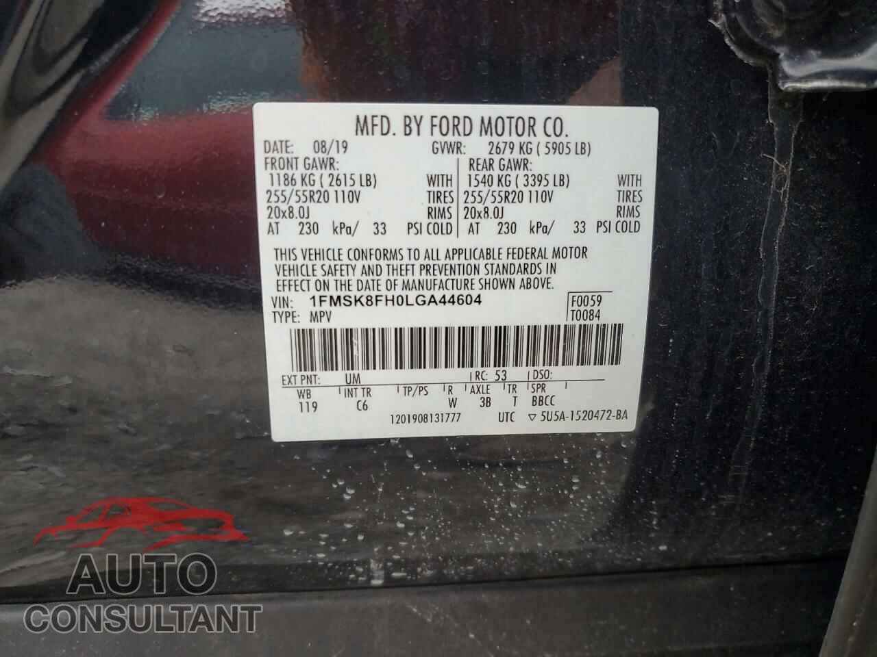 FORD EXPLORER 2020 - 1FMSK8FH0LGA44604