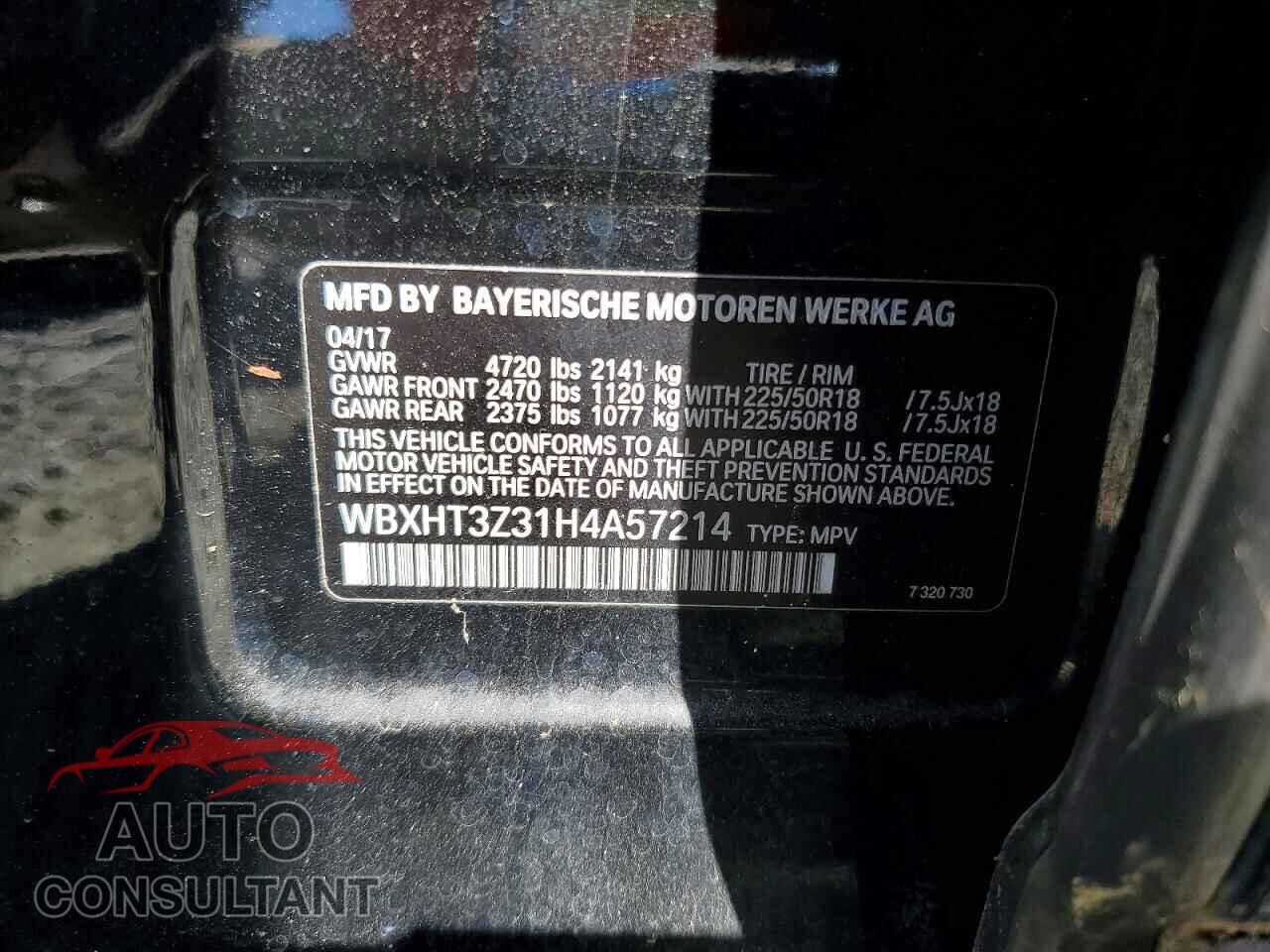 BMW X1 2017 - WBXHT3Z31H4A57214