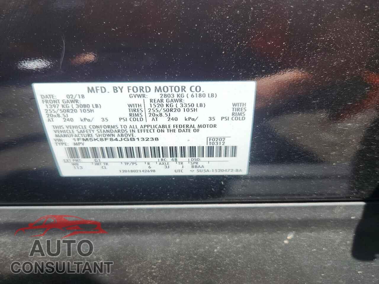FORD EXPLORER 2018 - 1FM5K8F84JGB13238