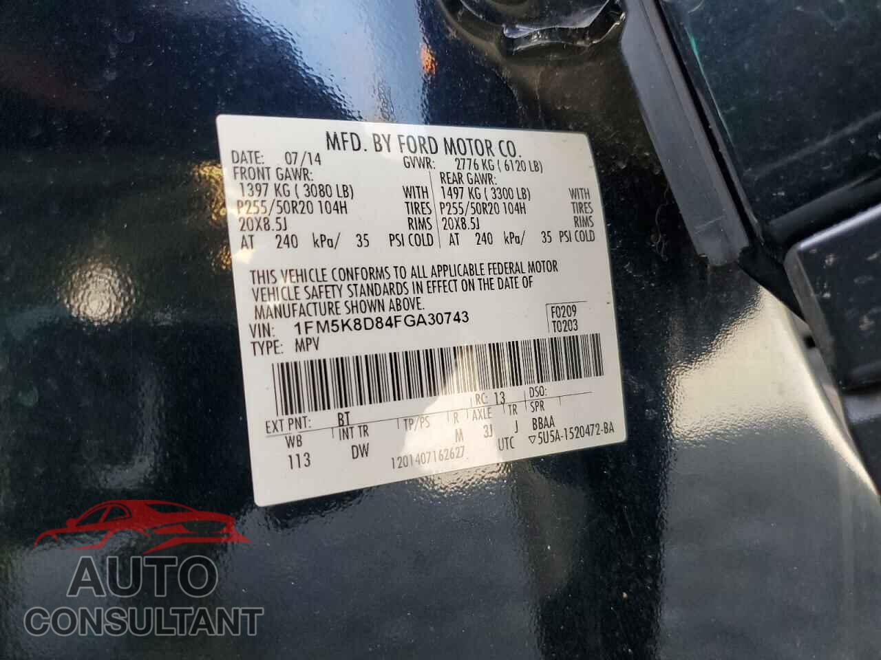 FORD EXPLORER 2015 - 1FM5K8D84FGA30743