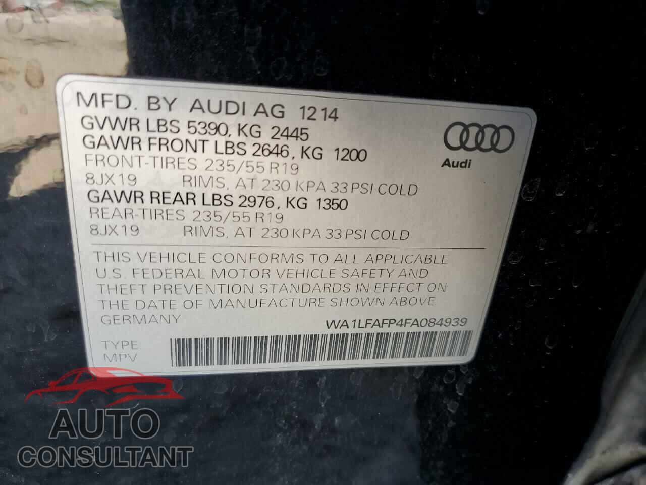 AUDI Q5 2015 - WA1LFAFP4FA084939