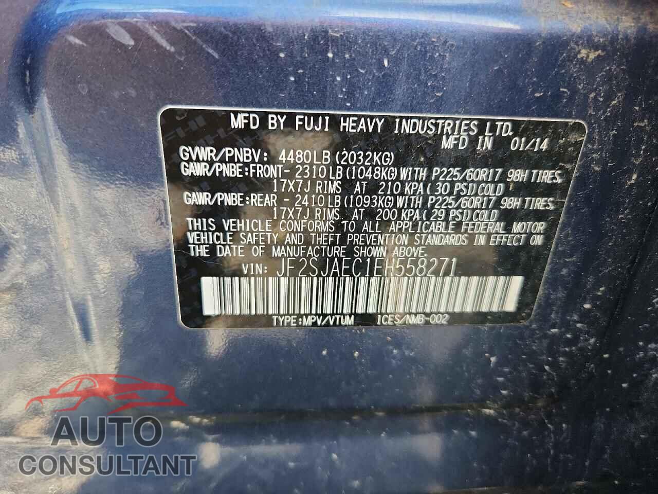 SUBARU FORESTER 2014 - JF2SJAEC1EH558271