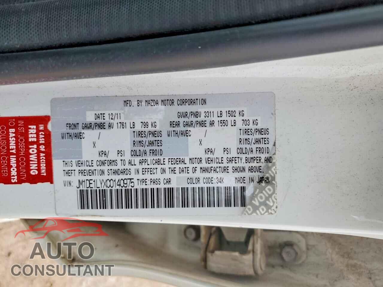 MAZDA 2 2012 - JM1DE1LYXC0140975