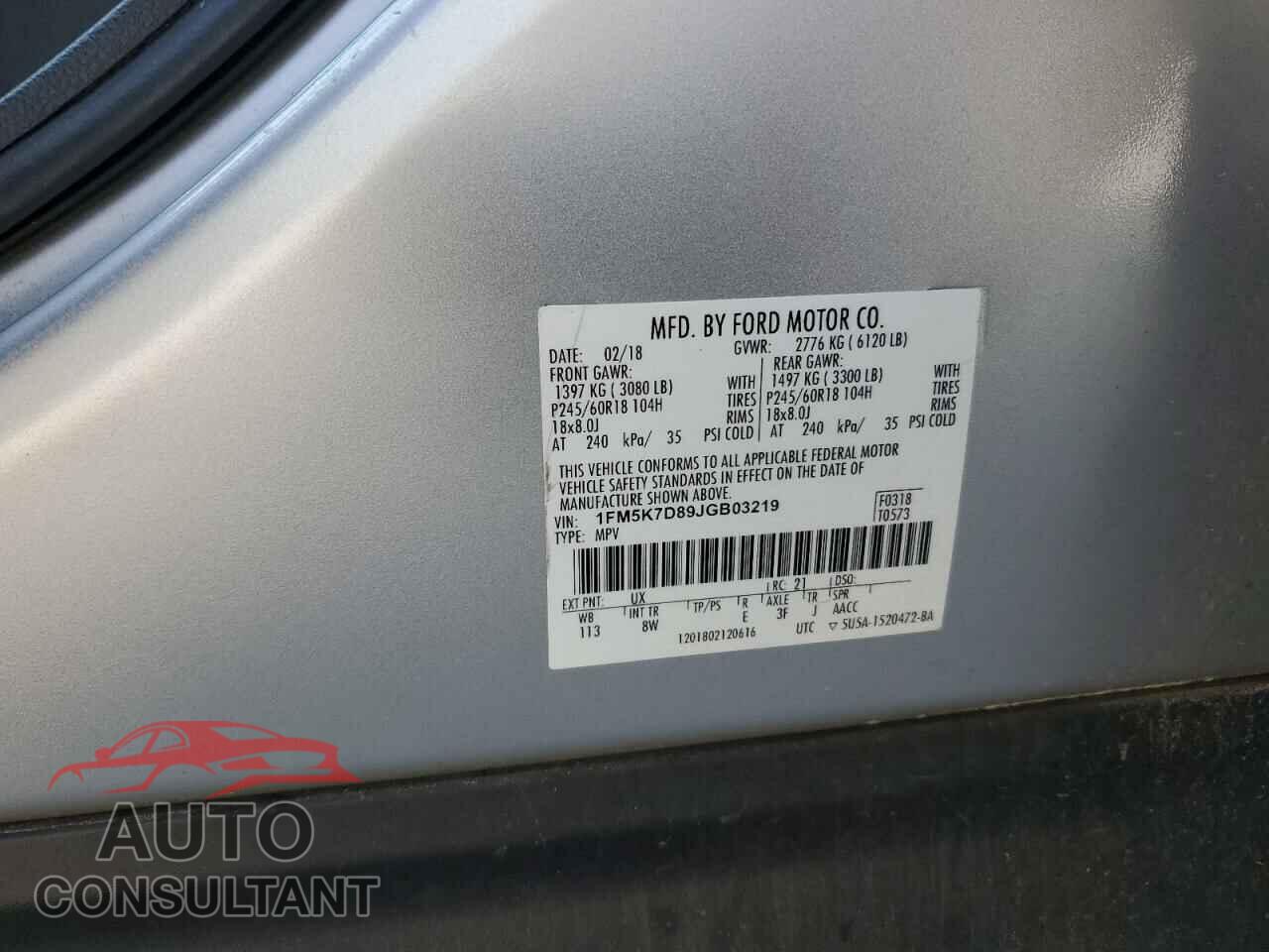 FORD EXPLORER 2018 - 1FM5K7D89JGB03219