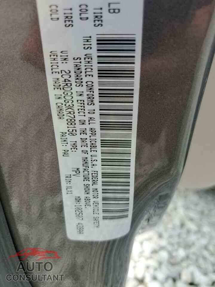 DODGE CARAVAN 2019 - 2C4RDGCG3KR788150