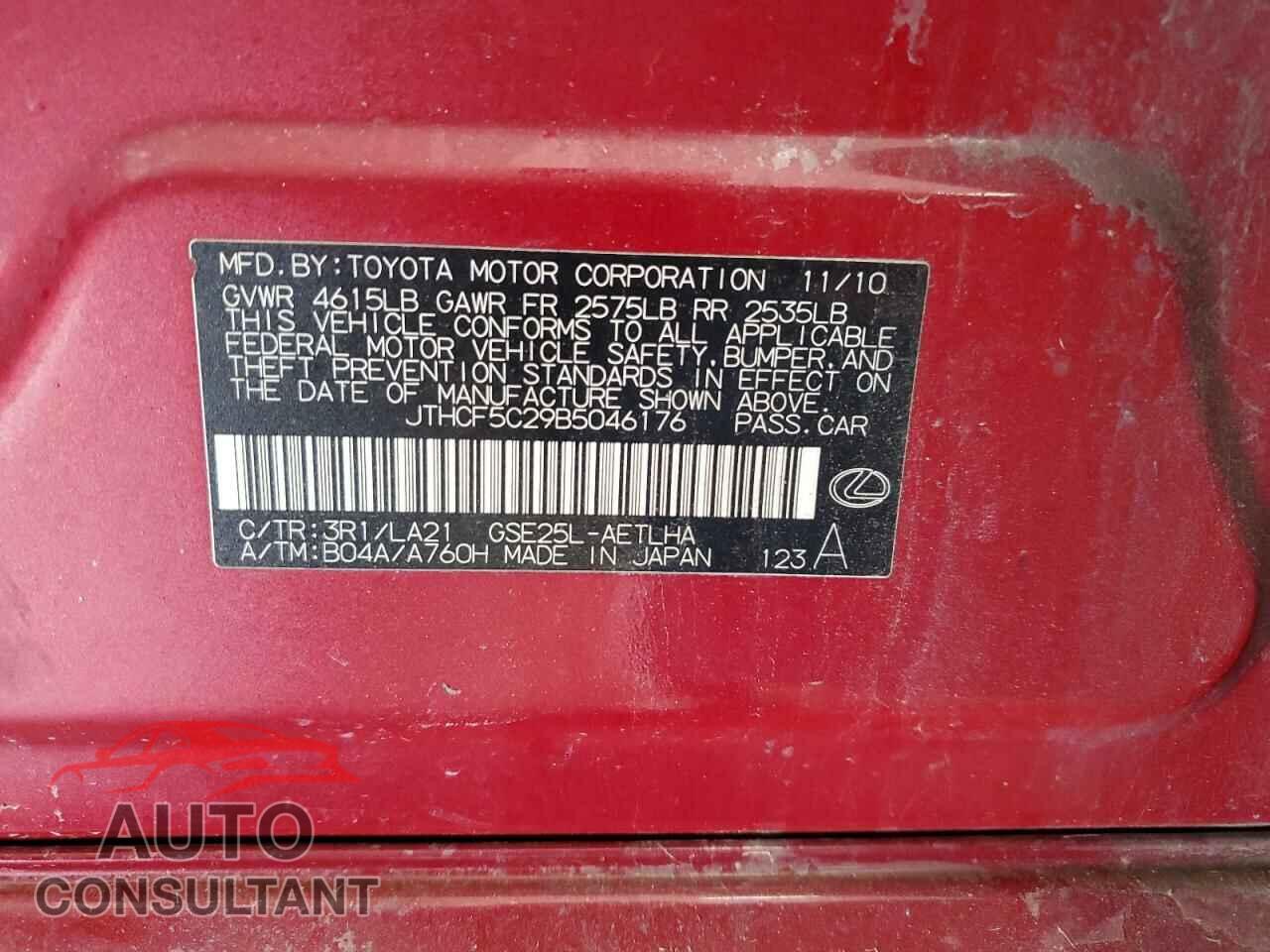 LEXUS IS 2011 - JTHCF5C29B5046176
