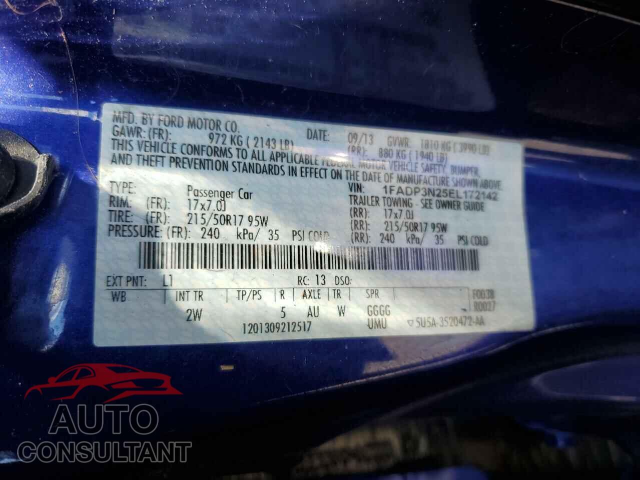 FORD FOCUS 2014 - 1FADP3N25EL172142