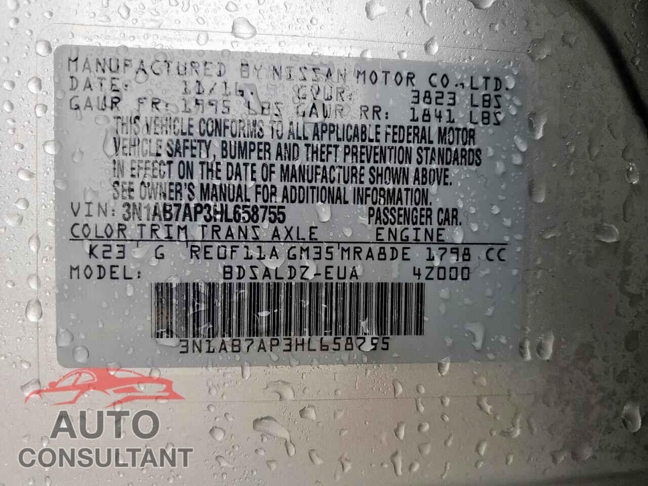 NISSAN SENTRA 2017 - 3N1AB7AP3HL658755