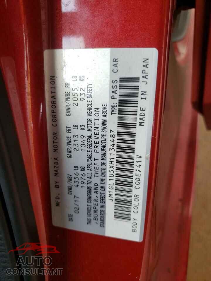MAZDA 6 2017 - JM1GL1U5XH1134487