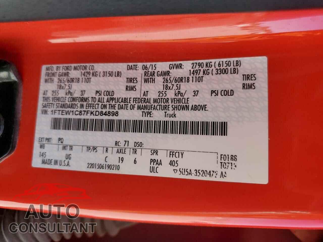 FORD F-150 2015 - 1FTEW1C87FKD84898