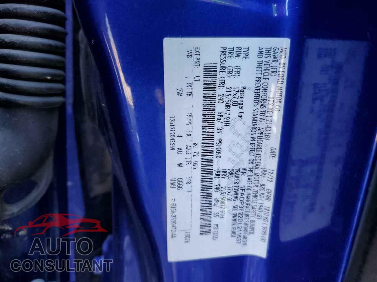 FORD FOCUS 2013 - 1FADP3F22DL211637