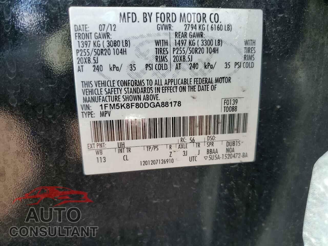 FORD EXPLORER 2013 - 1FM5K8F80DGA88178