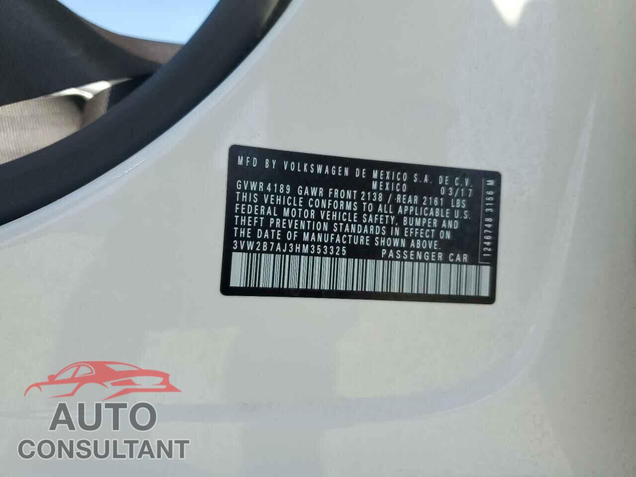 VOLKSWAGEN JETTA 2017 - 3VW2B7AJ3HM353325