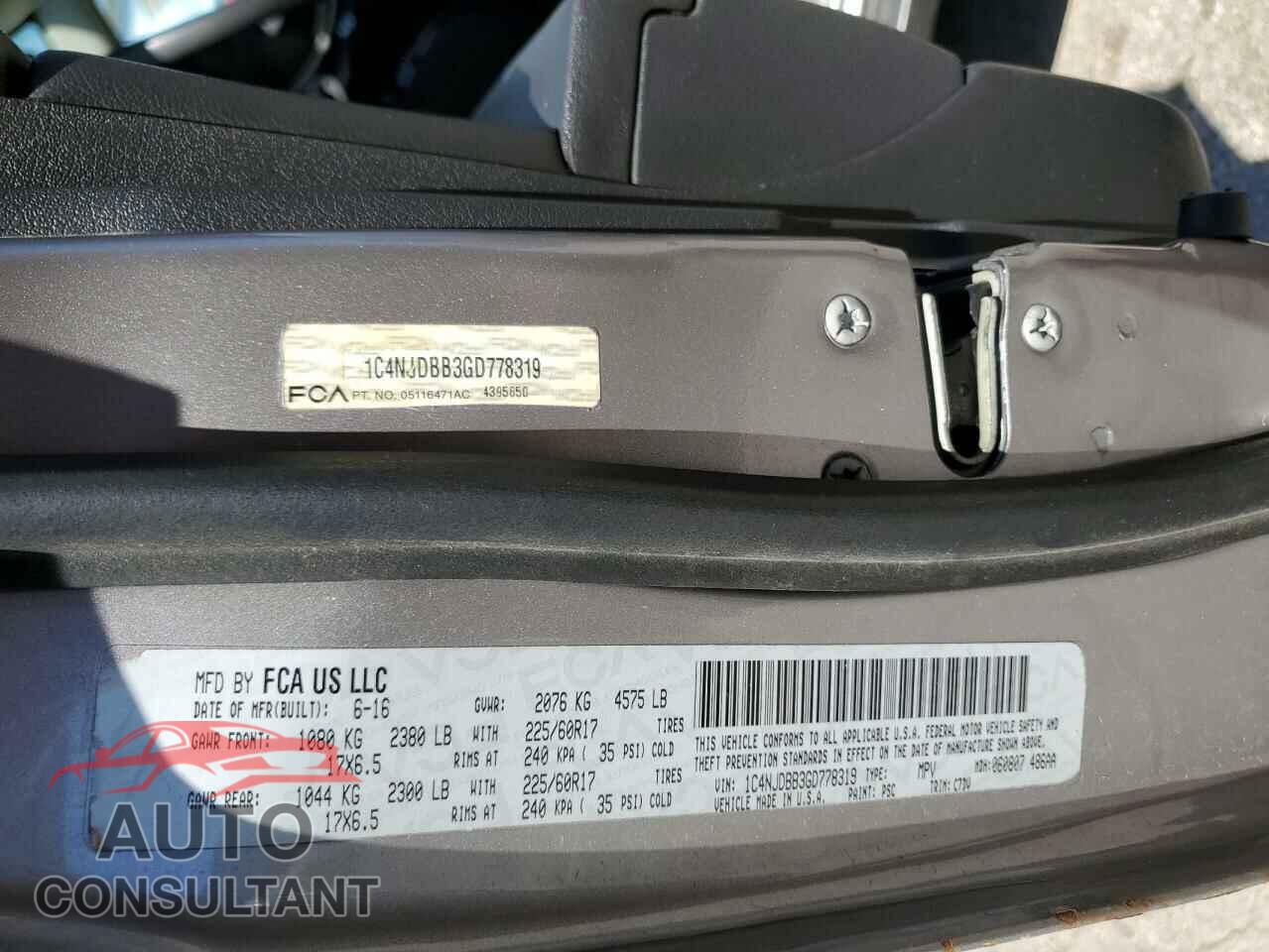 JEEP COMPASS 2016 - 1C4NJDBB3GD778319