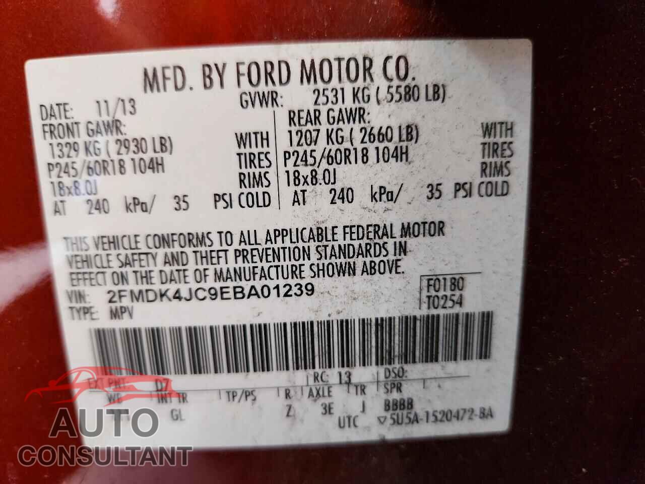 FORD EDGE 2014 - 2FMDK4JC9EBA01239