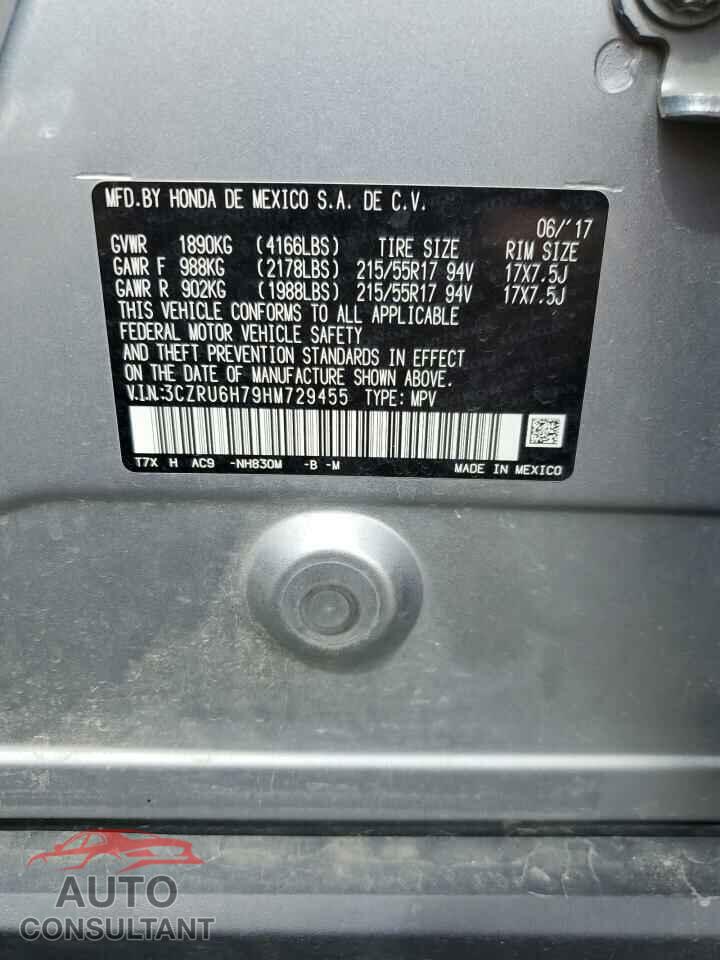 HONDA HR-V 2017 - 3CZRU6H79HM729455